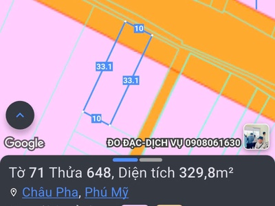 Chủ cần bán 3 lô mặt tiền châupha bà rịa giá đầu tư 0