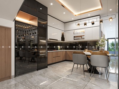 Tủ bếp Acrylic Gỗ Công Nghiệp Chữ L Cao Cấp, Tiện Nghi 1