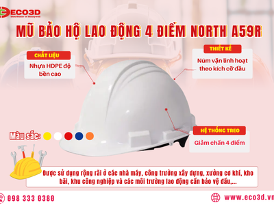 ⛑ Mũ bảo hộ lao động 4 điểm NORTH A59R 0