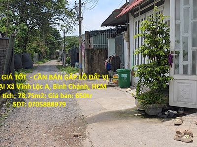 Đất đẹp -  giá tốt  - cần bán gấp lô đất vị trí đẹp tại xã vĩnh lộc a, bình chánh, hcm 0