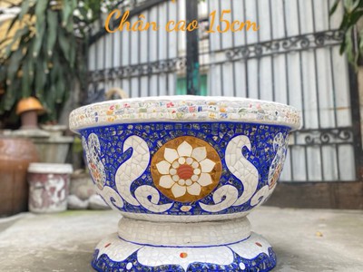 Chậu hoa   chậu cảnh   chậu hoa khảm miễng chén dĩa, ghép sành sứ   chậu to 13