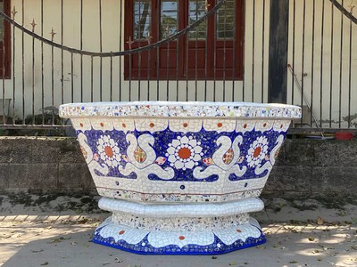 Chậu hoa   chậu cảnh   chậu hoa khảm miễng chén dĩa, ghép sành sứ   chậu to 19