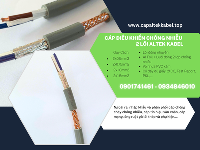 Đà Nẵng, Hà Nội phân phối cáp tín hiệu chống nhiễu 2x1.5 Altek Kabel 1