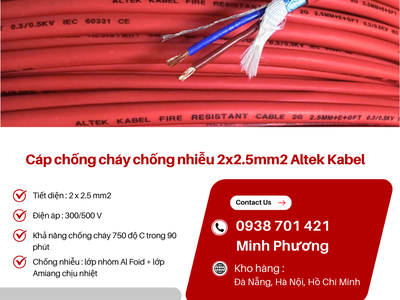 Dây cáp điện chống cháy chống nhiễu Altek Kabel 2x2.5mm2 Huế, Bình Định, Phú Yên 2