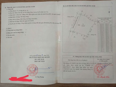 Chính chủ cần bán lô đất sa pa   diện tích lớn   mặt tỉnh lộ   thuộc quy hoạch du lịch 4