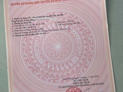 Bán lô đất 131m2  6,5m x 20m  thuộc đường t1 - phường cam đường - lào cai. 0