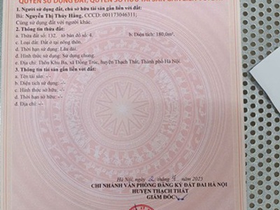 Hot đất vị trí đẹp   - giá tốt chính chủ cần bán nhanh 2 lô đất liền kề tại huyện thạch thất, tp hà 2