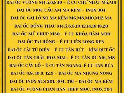 Bu lông ốc vít Inox 304,201 rẻ THANH TRÌ Hà Nội 0968521058 THANH SƠN có cáp Inox 304, xích 304 Inox 2