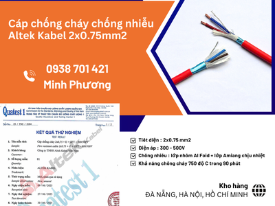 Cáp chống cháy chống nhiễu Altek Kabel 2x0.75mm2 phân phối Ninh Thuận, Vũng Tàu 1