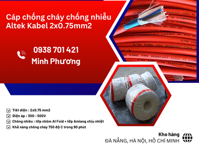 Cáp chống cháy chống nhiễu Altek Kabel 2x0.75mm2 phân phối Ninh Thuận, Vũng Tàu 0