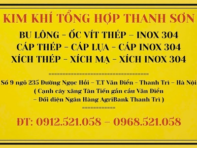 Bu lông ốc vít Inox 304,201 rẻ THANH TRÌ Hà Nội 0968521058 THANH SƠN có cáp Inox 304, xích 304 Inox 3