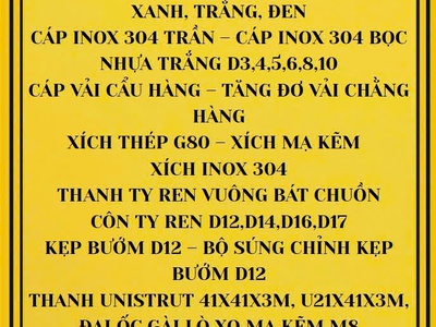 Bu lông ốc vít Inox 304,201 rẻ THANH TRÌ Hà Nội 0968521058 THANH SƠN có cáp Inox 304, xích 304 Inox 6