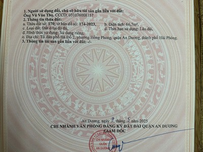 Đất chính chủ - giá tốt tdp hà đỗ 2, phường hồng phong, quận an dương, tp hải phòng 0