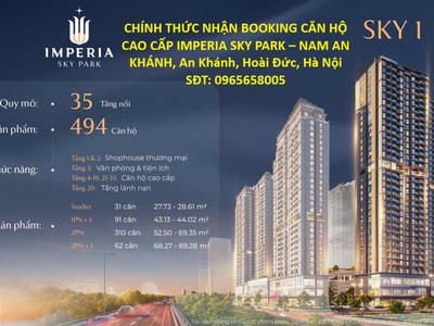Chính thức nhận booking căn hộ cao cấp imperia sky park   nam an khánh, an khánh, hoài đức, hà nội 0