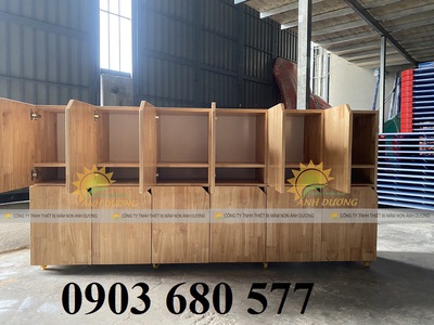 Tủ kệ gỗ mầm non cho trẻ nhỏ sử dụng, an toàn, chất lượng 2