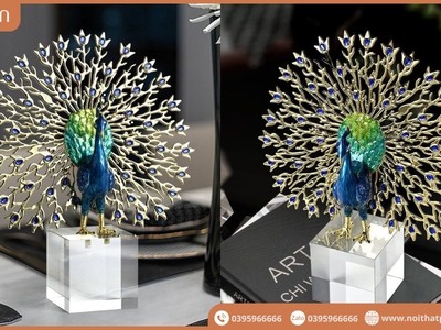 Tượng Decor Chim Công Đế Pha Lê Phong Cách Châu Âu Biểu Tượng Thanh Lịch Và Quyền Quý 0