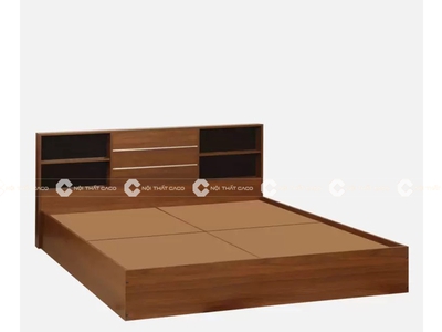 Giường Ngủ Gỗ Công Nghiệp Có Kệ Màu Nâu Vân Gỗ Sang Trọng 1