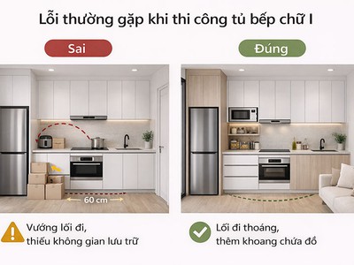 Tủ Bếp Gỗ Chữ I Nhỏ Gọn   Thi Công Theo Yêu Cầu Chuẩn Xưởng 2