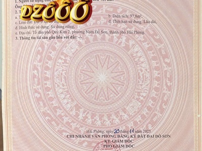 Đất đẹp Quý Kim Nam Đồ Sơn, Hải Phòng 98m, cách Phạm Văn Đồng chỉ 200m 1