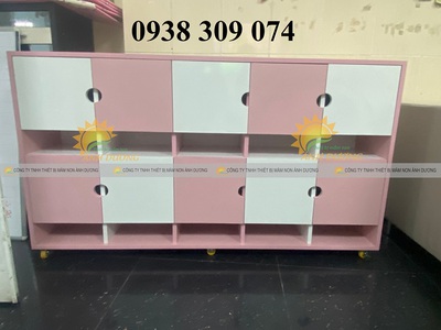 Tủ đựng cặp dép mầm non MDF, kệ đựng cặp mầm non 3