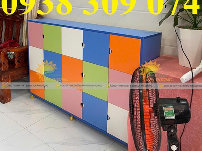 Tủ đựng cặp dép mầm non MDF, kệ đựng cặp mầm non 4