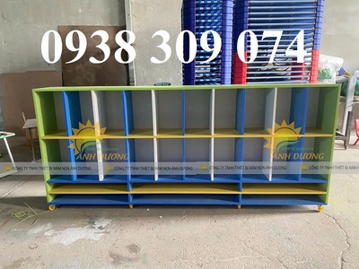 Tủ đựng cặp dép mầm non MDF, kệ đựng cặp mầm non 5
