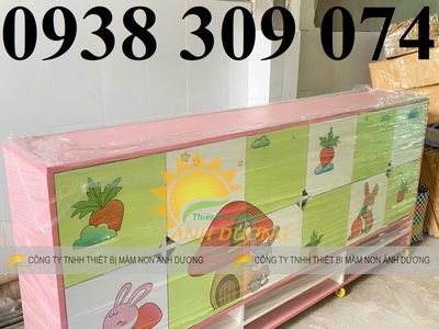 Tủ đựng cặp dép mầm non MDF, kệ đựng cặp mầm non 6