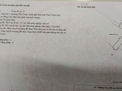  BÁN ĐẤT TRUNG TÂM TP HUẾ   GIÁ TỐT NHẤT KHU VỰC  Vị trí: Đường Thanh Hải, phường Thủy Xuân, Huế 2