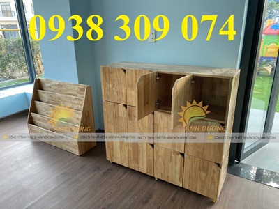 Kệ cặp mầm non AD,kệ đựng balo bằng gỗ cho bé chất lượng cao 1