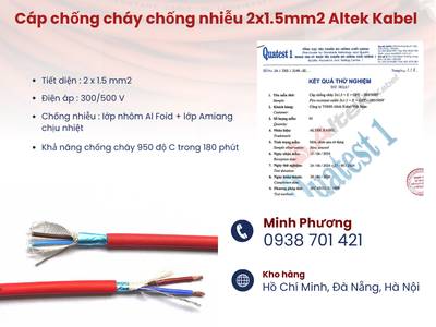 Dây chống cháy chống nhiễu 2x1.5mm2 Altek Kabel Bình Định, Quảng Ngãi, Quảng Trị 2