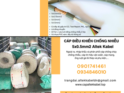 Cáp điều khiển RVVP/ CXV- SC 5x0.5 Altek Kabel sẵn Đà Nẵng, Hà Nội 2