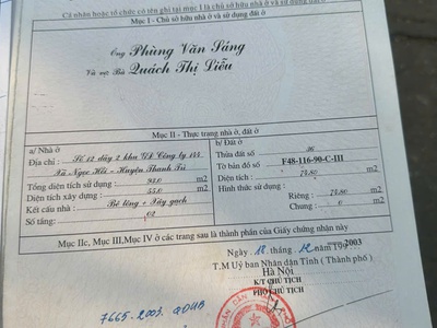 Chính chủ bán nhà 3 tầng vị trí đẹp tại ngọc hồi - đất phân lô 2 mặt ngõ trước sau đều 3m 1