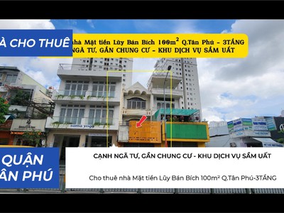 Cho thuê nhà mặt tiền lũy bán bích 100m  q.tân phú-3tầng,39 triệu - cạnh ngã tư 0