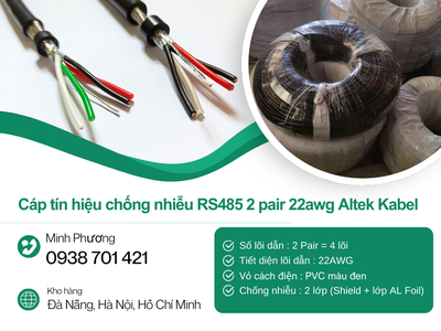Cáp tín hiệu chống nhiễu RS485 2 pair 22awg Altek Kabel Thanh Hóa, Nghệ An, Hà Tĩnh 0