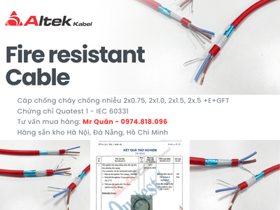 NCC: Cáp chống cháy chống nhiễu 2 lõi   Altek Kabel 2