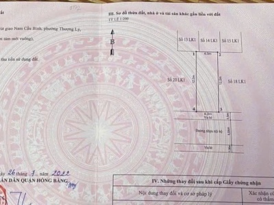 Bán đất TĐC Thượng Lý, Hồng Bàng, Hải Bàng. 48m2- 4,8 tỷ 0