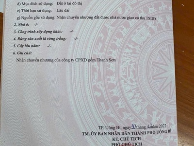 Bán lô đất tại  khu 10 thanh sơn phường uông bí - tỉnh quảng ninh. 0