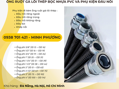Ống ruột gà lõi thép bọc nhựa PVC và phụ kiện đầu nối Lâm Đồng, Đắk Lắk, Bình Định 1