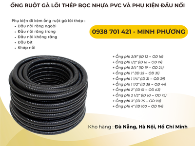 Ống ruột gà lõi thép bọc nhựa PVC và phụ kiện đầu nối Lâm Đồng, Đắk Lắk, Bình Định 2