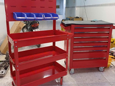 Tủ đồ nghề 6 ngăn kéo 1 cánh kết hợp bảng treo 2