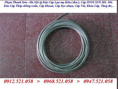 Cáp thép mạ kẽm D8,D6,D5,D4,D3,D2,D1 Thanh Trì 0968521058 Kim khí Thanh Sơn Hà Nội có cốt nhôm D2 2