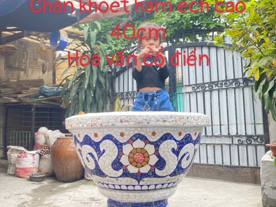 Chậu hoa   chậu cảnh   chậu hoa khảm miễng chén dĩa, ghép sành sứ   chậu to 5