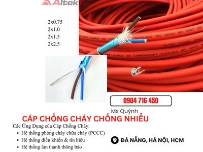 Cáp chống cháy chống nhiễu FR2x0.75, 2x1.0, 2x1.5, 2x2.5  Altek Kabel 1