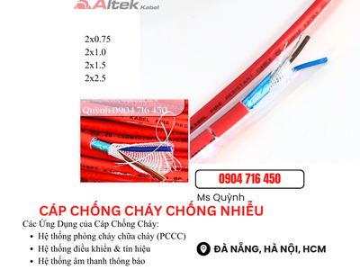 Cáp chống cháy chống nhiễu FR2x0.75, 2x1.0, 2x1.5, 2x2.5  Altek Kabel 2