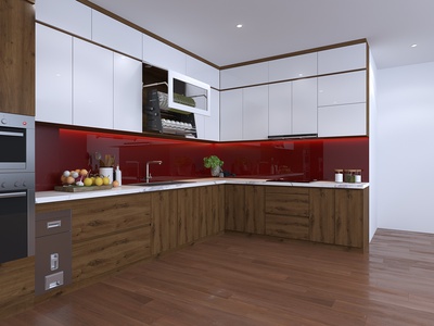 Tủ Bếp Gỗ Công Nghiệp MDF Thiết Kế Chữ L Hiện Đại 1