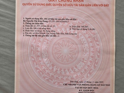 Bán đất xã hòa khánh tây, huyện đức hòa, long an 1