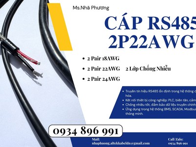 Cáp Tín Hiệu RS485 2 Pair 24AWG Sẵn Hàng TP.HCM   Hà Nội   Cáp Truyền Thông Chống Nhiễu 0