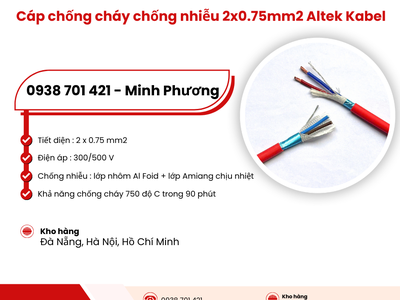 Cáp chống cháy chống nhiễu Altek Kabel 2x0.75mm2 phân phối Đà Nẵng, Hà Nội, Hồ Chí Minh 2