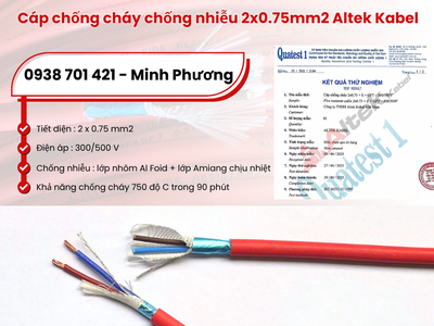 Cáp chống cháy chống nhiễu Altek Kabel 2x0.75mm2 phân phối Đà Nẵng, Hà Nội, Hồ Chí Minh 1