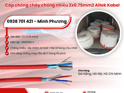 Cáp chống cháy chống nhiễu Altek Kabel 2x0.75mm2 phân phối Đà Nẵng, Hà Nội, Hồ Chí Minh 0